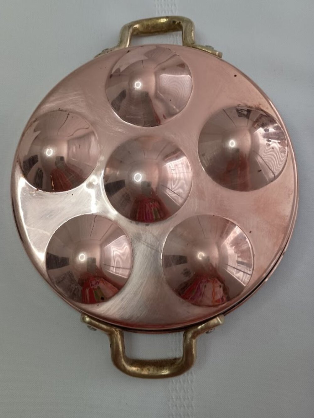 Vintage Copper Egg Poacher/Escorgot Pan with Brass Handles
